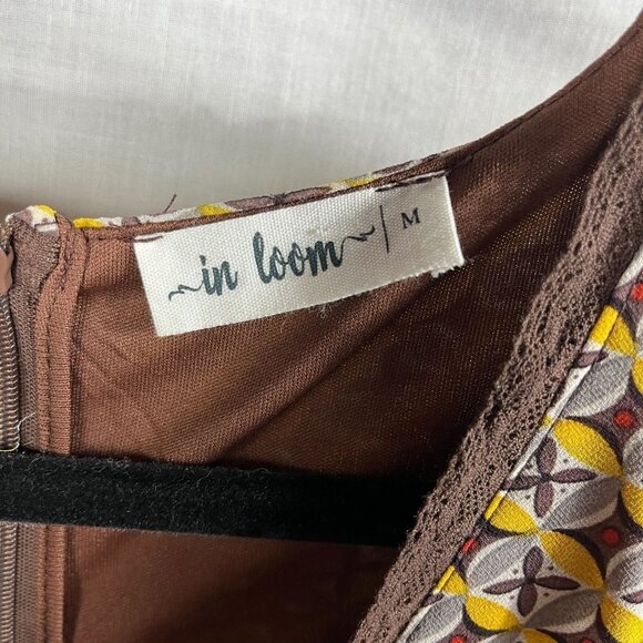 In Loom Maxi Dress Womens M Empire Waist Flutter Sleeves Lace Prairie Cottage - Picture 12 of 16